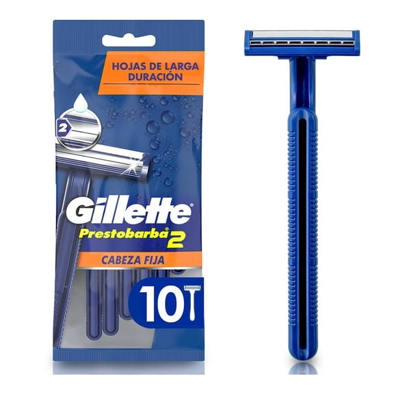 Rastrillo Gillette Prestobarba con 2 hojas y cabeza fija 10 pzas