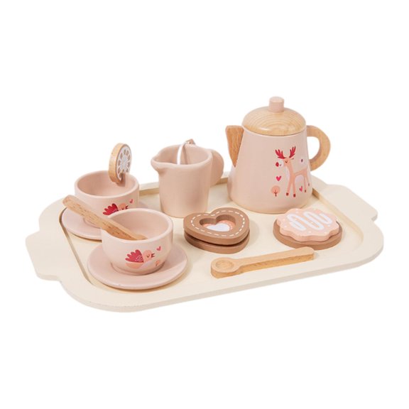 Fiesta del té de para niños pequeños, juego de té de de madera, juego de té de desarrollo para niñas pequeñas, juguete para niños