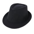 thumbnail image 3 of Sombrero Fedora Panamá Trilby de algodón y lino para hombre y mujer Negro, 3 of 7