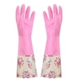 thumbnail image 1 of MTBLYS Guantes de limpieza con puños florales | Guantes largos de terciopelo de goma para uso doméstico | Agarre antideslizante para lavar platos y ropa, 1 of 5