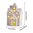thumbnail image 3 of Casa de cerámica con luces LED, figura brillante para mesa, decoración de escena de pueblo, adorno navideño colorido y exquisito, funciona con pilas, 1 pieza., 3 of 8