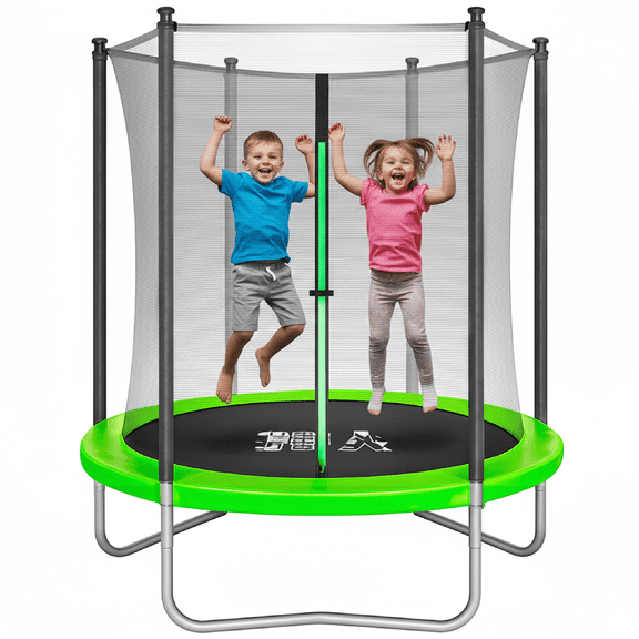 Trampolín Brincolín Yei Verde de 6 Pies con Red de Seguridad y Estructura de Acero 183 cm