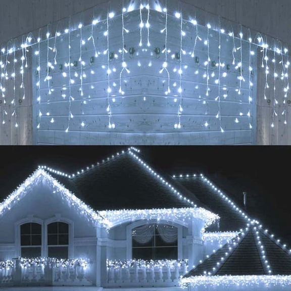Impresionante cortina de luces LED de carámbanos para decoraciones navideñas. Cadena de luces para un ambiente mágico.