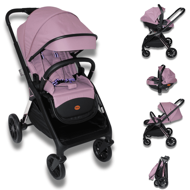 Capri DLX travel system mango ajustable +portabebé autoasiento rosa