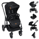thumbnail image 1 of System travel carriola Sicilia + portabebé plagado compacto telas premium negro, 1 of 9