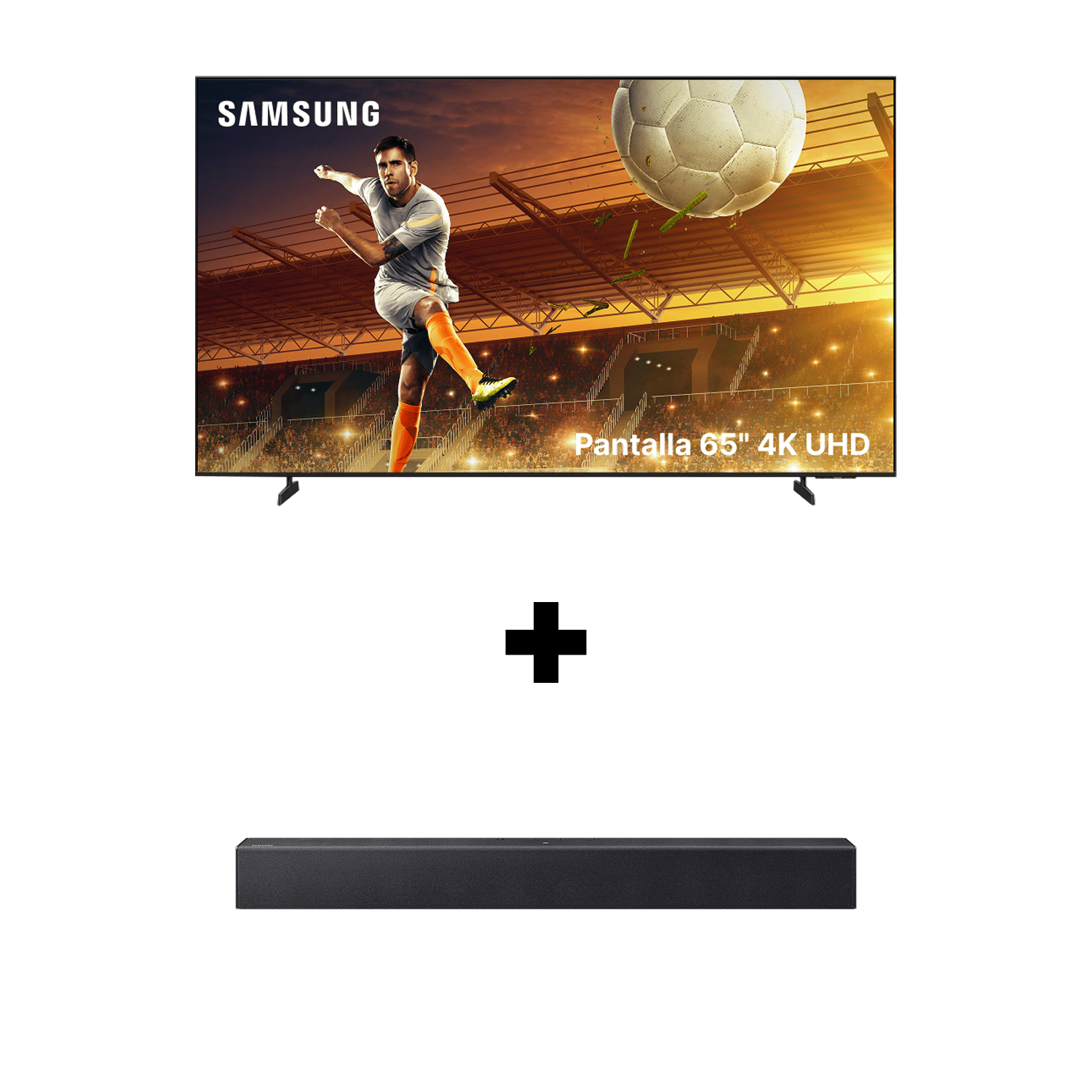 Combo TV Pantalla Samsung 65'' Smart TV 4K UHD + Barra de Sonido 2.0 Ch HW-B400F Negro