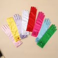 thumbnail image 2 of Zhuge Guantes de princesa, guantes largos de satén blanco para niña, guantes de princesa con lazos de diamantes para cumpleaños, bodas, fiestas de disfraces, color verde, 2 of 3