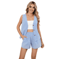 thumbnail image 2 of Traje Corto de Dos Piezas para Mujer, de , con Cuadros, Chaleco Azul XL, 2 of 7