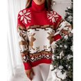 thumbnail image 5 of Suéter navideño de invierno con cuello alto y alce, suéter navideño de punto en jacquard, 5 of 5