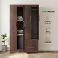 thumbnail image 3 of Ropero Closet Armario de Madera con Cajones, Entrepaños y 4 Puertas, Almacenamiento de Ropa marron, 3 of 8