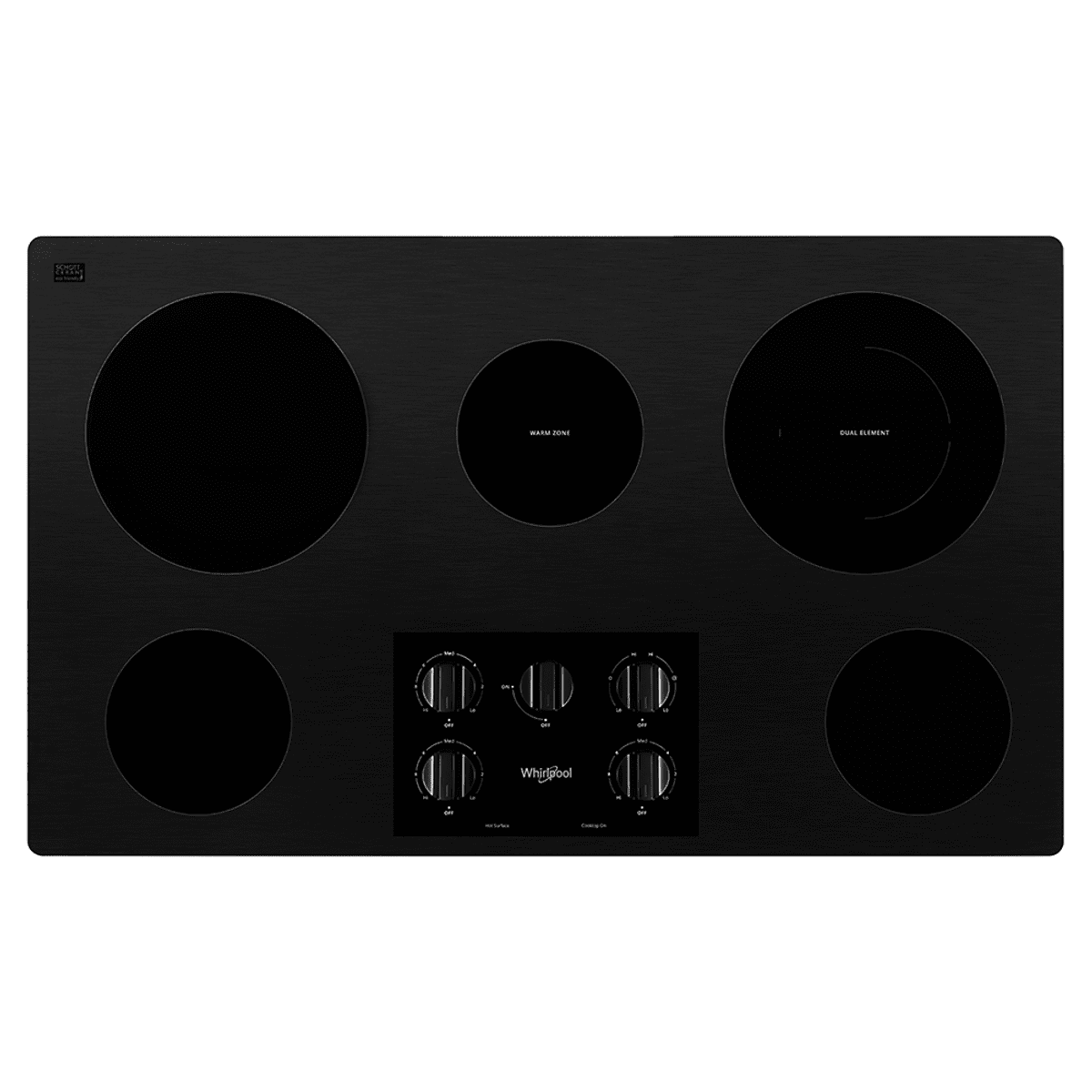 Parrilla Eléctrica Vitrocerámica Empotre Whirlpool WCE55US6HB 92 cm (36") 5 Quem Whirlpool Parrilla