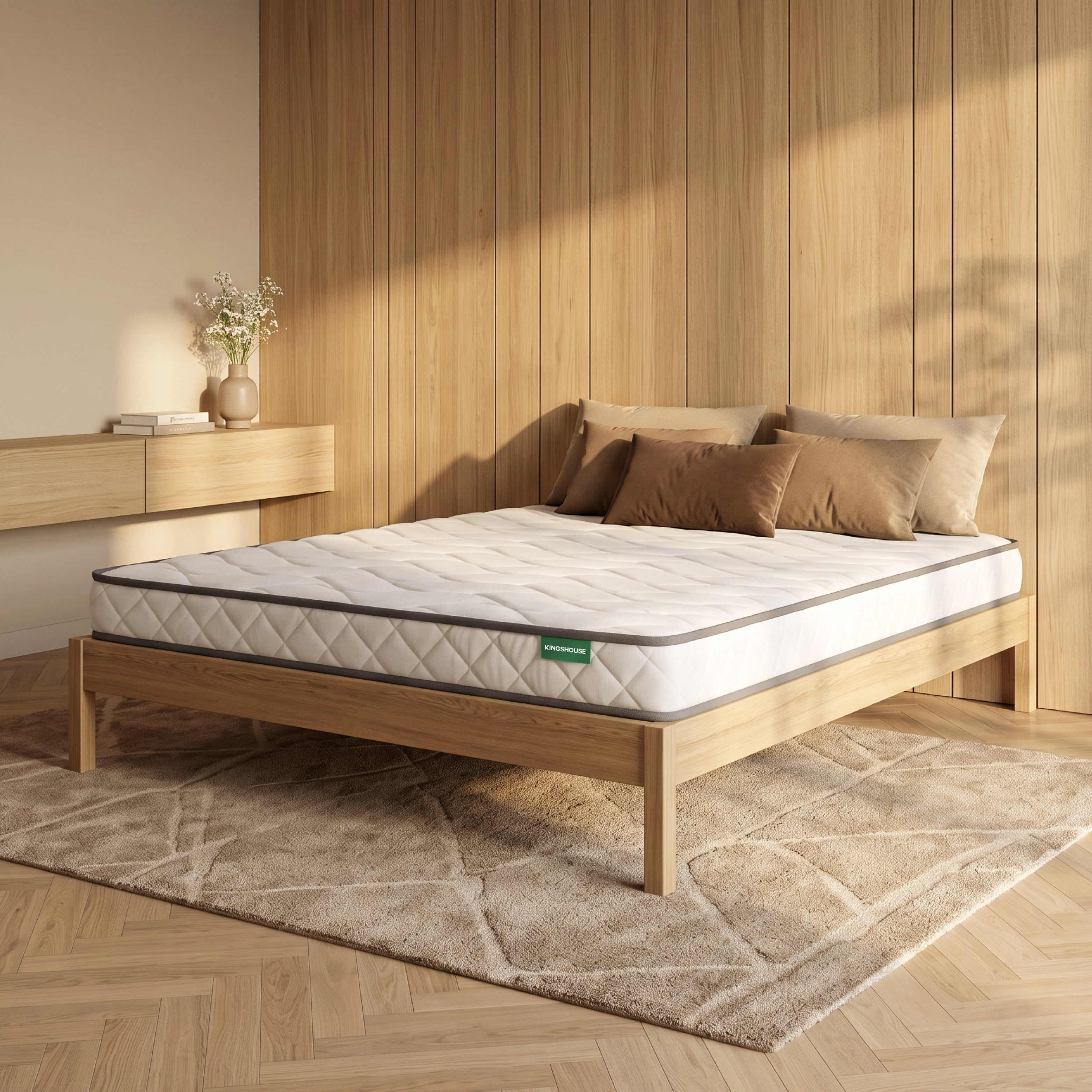 Colchón Matrimonial En Caja Espuma Alta Densidad Memory Foam 135x190x12cm Kingshouse  blanco Matrimonial