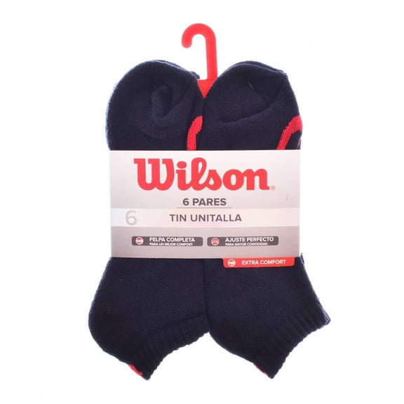 Tin Wilson para Hombre, Negro con Rojo 6 Pares Unitalla de 25 a 28 cm