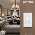 thumbnail image 2 of Interruptor de luz BESTTEN para decoración unipolar, 15 A, 120/277 V, color blanco, 2 of 6