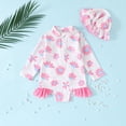 thumbnail image 2 of Odeerbi 0-3 Años Trajes de Baño de Manga Larga Con Gorro de Baño Traje de Baño de Entrenamiento Atlético de Una Pieza Traje de Baño de Surf de Playa, 2 of 7