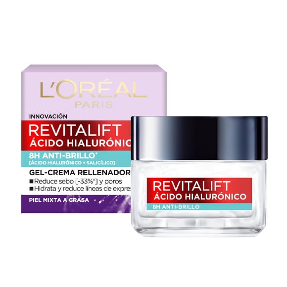 Crema facial L'Oréal revitalift ácido hialurónico anti brillo 50 ml