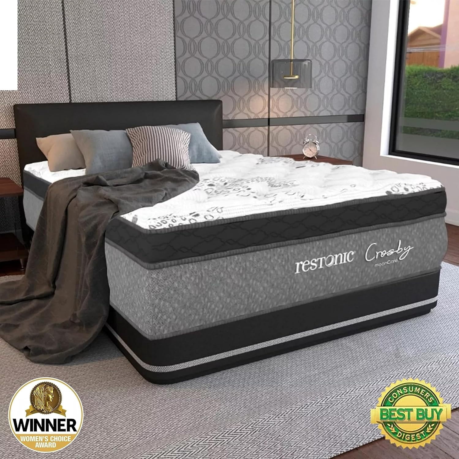 Mega COLCHONETA 32 cm de Altura Restonic | Elegante Colchón Ortopédico Matrimonial Gel Memory Foam
