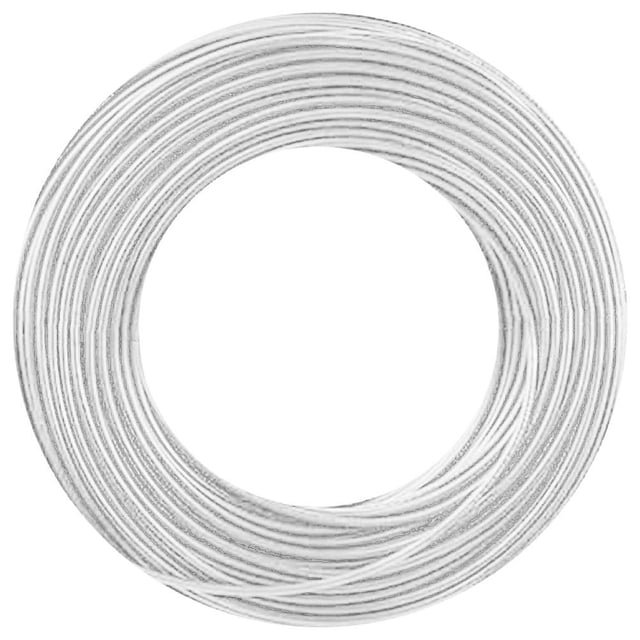 cable thhw-ls rohs iusa calibre 12 awg blanco 20m Bobina frontal de cable blanco calibre 12 AWG de 20 m con enrollado uniforme; aislamiento PVC-LS liso visible, conductor de cobre flexible (clases B, C y K) para instalaciones domésticas, resistente a abrasión y baja emisión de humos; suele usarse también para tendidos temporales en trabajos eléctricos.