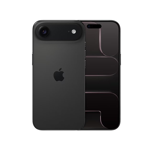 iphone air 256gb esim negro reacondicionado Reacondicionado grado A, vista frontal y posterior centrada de iPhone Air negro; pantalla envolvente apagada de 6.5" con Dynamic Island, módulo trasero con lente principal 48MP y sensor cuadrado, acabado mate negro, puerto USB‑C, compatible con eSIM y carga rápida 20W.