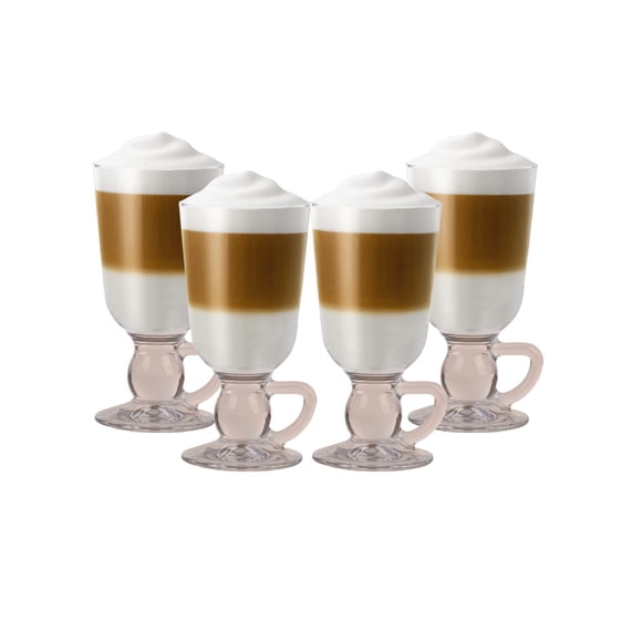 Set 4 Tazas de Vidrio Transparente para Capuchino, Modelo Irish Coffee, Pasabahce, Capacidad 280 Ml