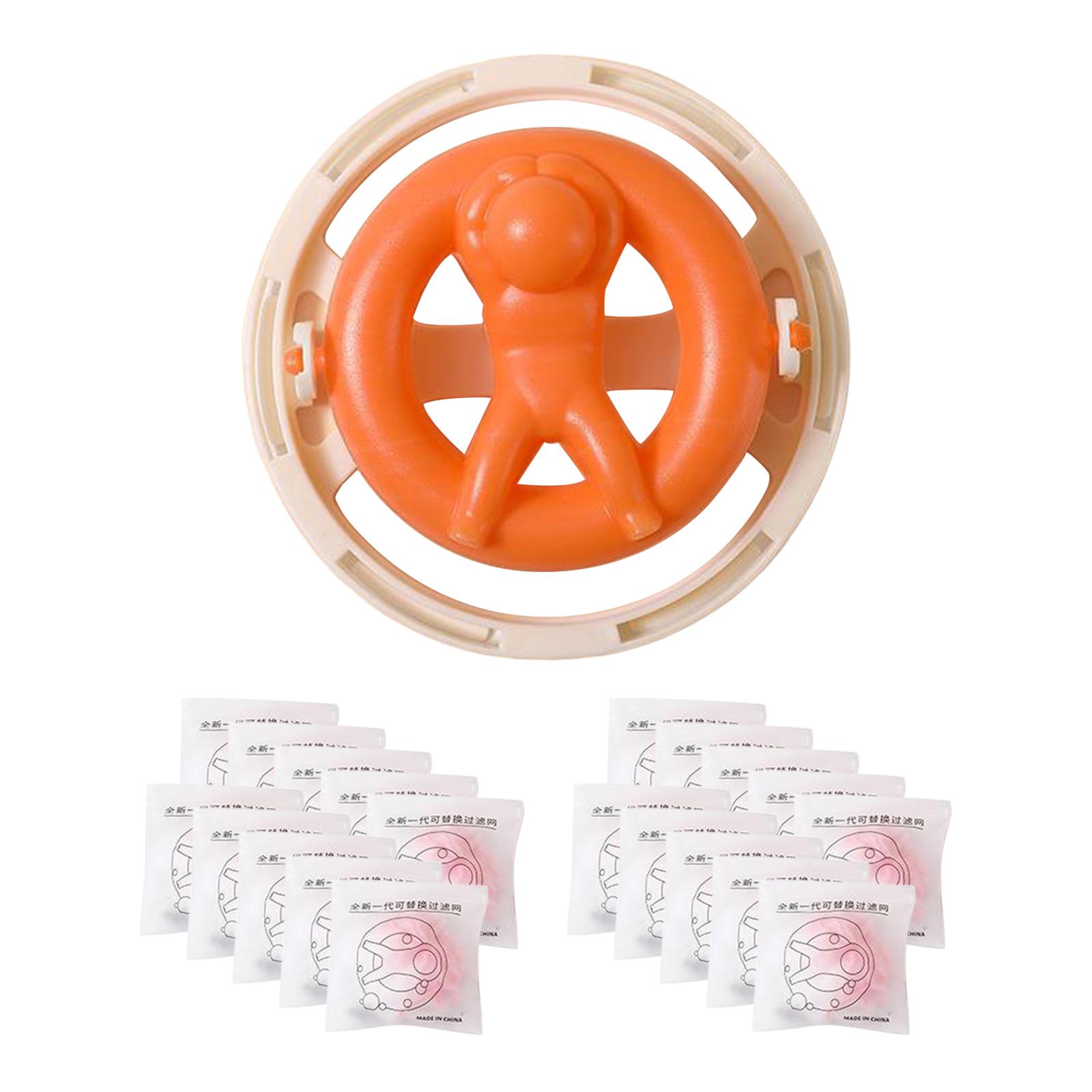 Bolsa para lavadora, removedora de pelos para ropa, antienredos, reutilizable, limpieza Naranja