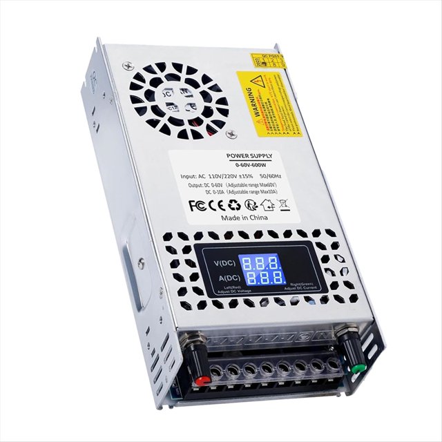 Fuente de Alimentación CC Ajustable de 60 V y 600 W, Conmutada, CA 110 V/220 V A CC 0-60 V, Convertidor para Impresora 3D y CCTV.