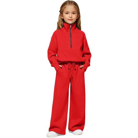 Conjunto deportivo de 2 piezas para niñas y adolescentes: sudadera de manga larga de poliéster suave y pantalón tipo jogger con bolsillo, de 5 a 16 años, tallas 120-170.