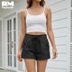 thumbnail image 2 of Short Casual de Mujer Con Cordón Ajustable y Bolsillos negro Chico, 2 of 5