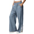 thumbnail image 3 of TaTaai olid Color Cotton Linen Women Casual Pants Wide Leg Breathable Machine Washable No Fading Lightweight Non See-through Daily Wear Full Length Trousers Gift, 3 of 8