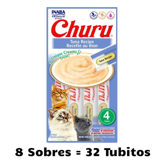 Exhibidor 8 Sobres Churu Atún Sobre con 4 Tubos de 14 g