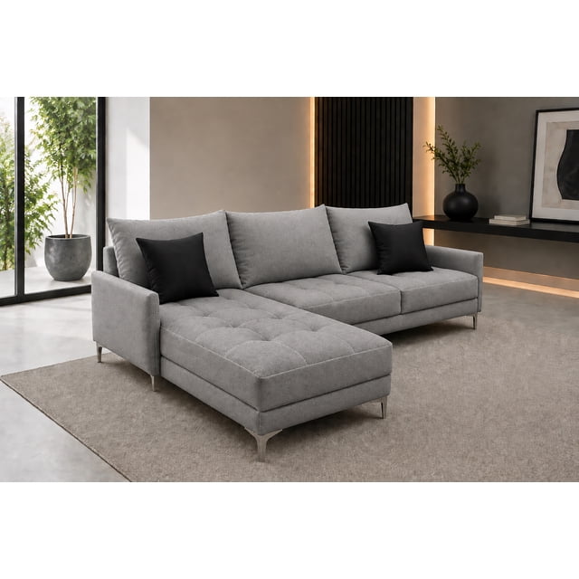 Sala Esquinera Modular El Bazar Store Caslon Gris Plata 260x180 cm Lino Nacional