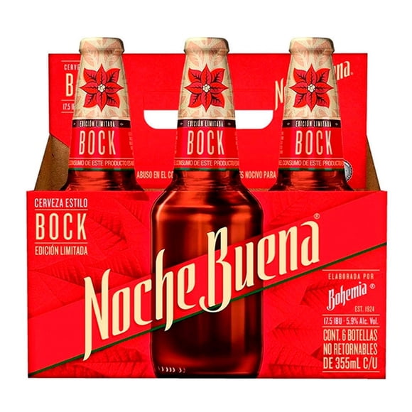 Cerveza Bohemia Noche Buena edición limitada 6 botellas de 355 ml c/u