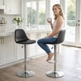 thumbnail image 4 of Sillas para Bar y Barra de Cocina con Respaldo y Reposapies de Altura Ajustable Banco Taburete Giratorio con Asiento Acolchado de Diseño Moderno Set 4 Piezas Negro, 4 of 7