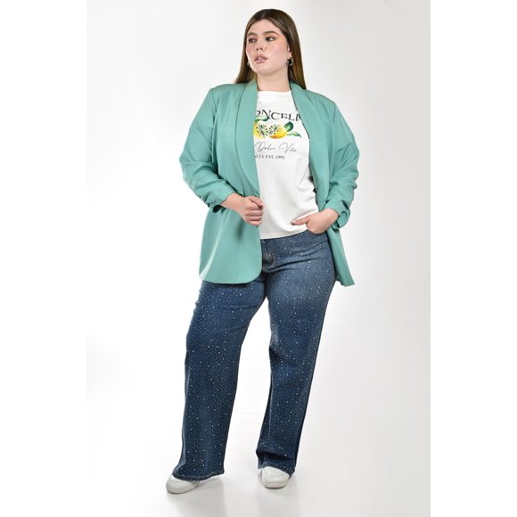 Blazer manga 3/4 Roman Fashion /Tallas Extras, 12255 (Menta) verde claro 40
