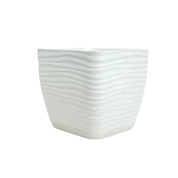 Maceta con plato Plasvic Calypzo 17 x 17cm  Blanco