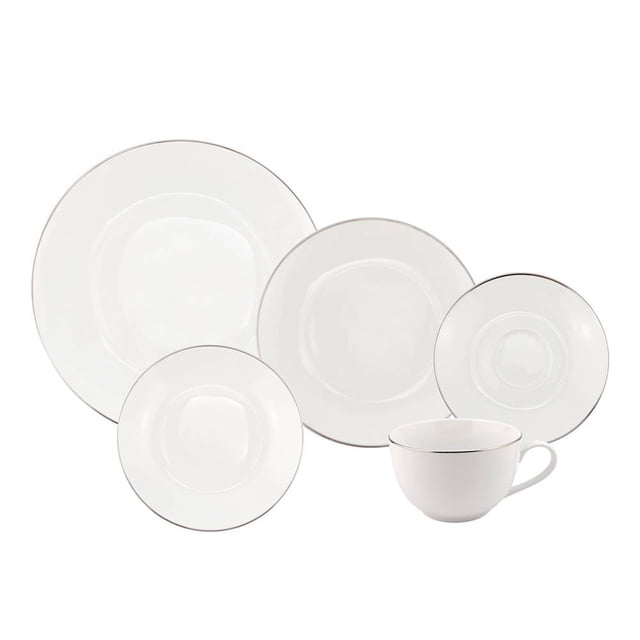 Vajilla Regalos Siglo XXI Lisa Porcelana Filo Plata 20 Piezas