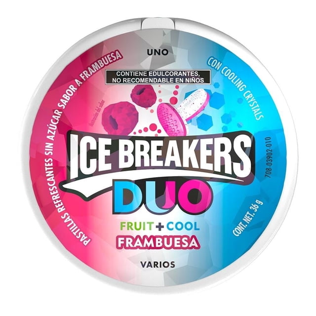 Pastillas refrescantes Ice Breakers Duo sabor frambuesa con menta sin azúcar 36 g