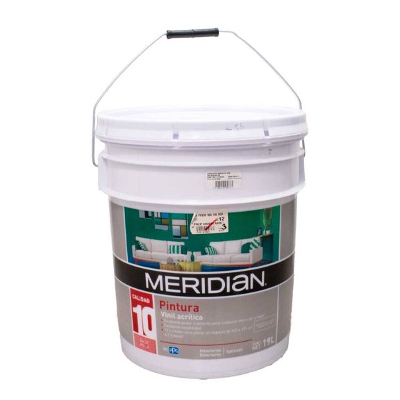 Pintura Meridian Vinil Acrílica Interiores y Exteriores Satinado 19 Litros