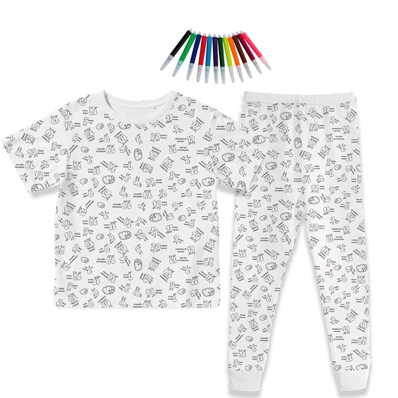 Pijama DIY de Niños Unisex De Números Bilingüe Didáctico Para Colorear Con Plumones Incluidos