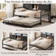 thumbnail image 5 of Cama Sofa Individual de Metal con Trundle Ajustable (Plegable con Ruedas), Cabecera con Almacenamiento, Luz LED, Estación de Carga, Cama Sofa para Sala/Dormitorio/ (196 * 112.5 * 107cm) (Negro), 5 of 9