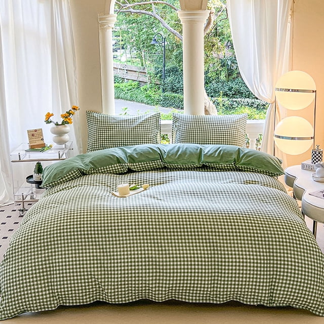CaiYueKe Bedding Set Queen Size 4 Piece Duvet Cover Sheet Pillowcases Breathable Soft Microfiber All Season Hotel Bed Sheets Wrinkle Resistant Easy Care Modern Solid Color Bedroom Essentials