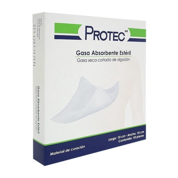 Gasa estéril Protec absorbente 10 x 10 cm 10 pzas