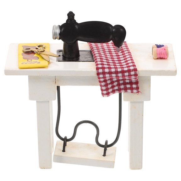 Vintage Mini Máquina de costura de pedal de muñeca Accesorio de muebles Mini Mode Model Decoración de mesa Miniatura
