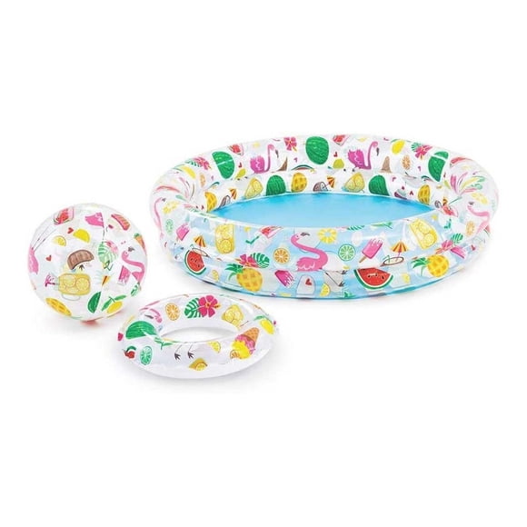 Alberca Piscina Flotador Y Pelota Inflable Frutas Niño Intex Intex 59460NP