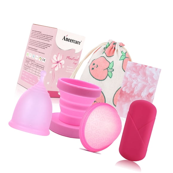 Copa menstrual de silicona para mujer, copa de limpieza plegable, disco menstrual, reutilizable, portátil, a prueba de fugas, color rosa, talla S, 20 ml