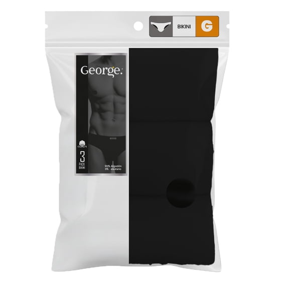 Bikini George para Hombre, ajustado Negro 3 piezas Talla G