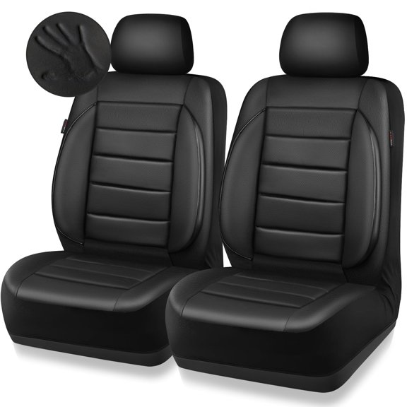 Fundas de cuero para asientos delanteros CAR PASS, 2 piezas, negras