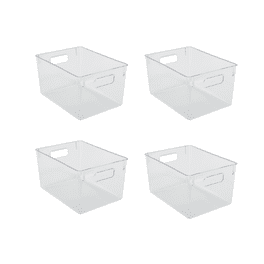 Juego de 4 Piezas de Organizadores Styrka Contenedores de Plástico para Refrigerador Multiusos Apilables Transparentes