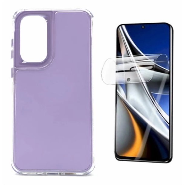Funda + Mica Icon Case Shell Fosfo para Samsung A56 5G, Carcasa, Protector, Uso Rudo, Protector de Pantalla, Antigolpes, Esquinas Reforzadas, Protección de Cámara - Lila