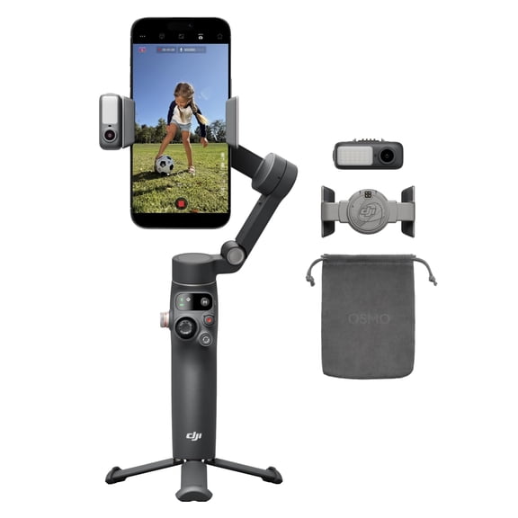 Estabilizador para teléfonos dji Pack Seguimiento Avanzado Osmo Mobile 8, Seguimiento Nativo por IA con Audio e iluminación, rotación panorámica de 360°, Brazo Extensible y trípode Integrados